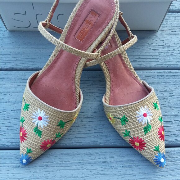 New in Box Embroidered Raffia Mary-Jane shoes - Picture 4 of 5